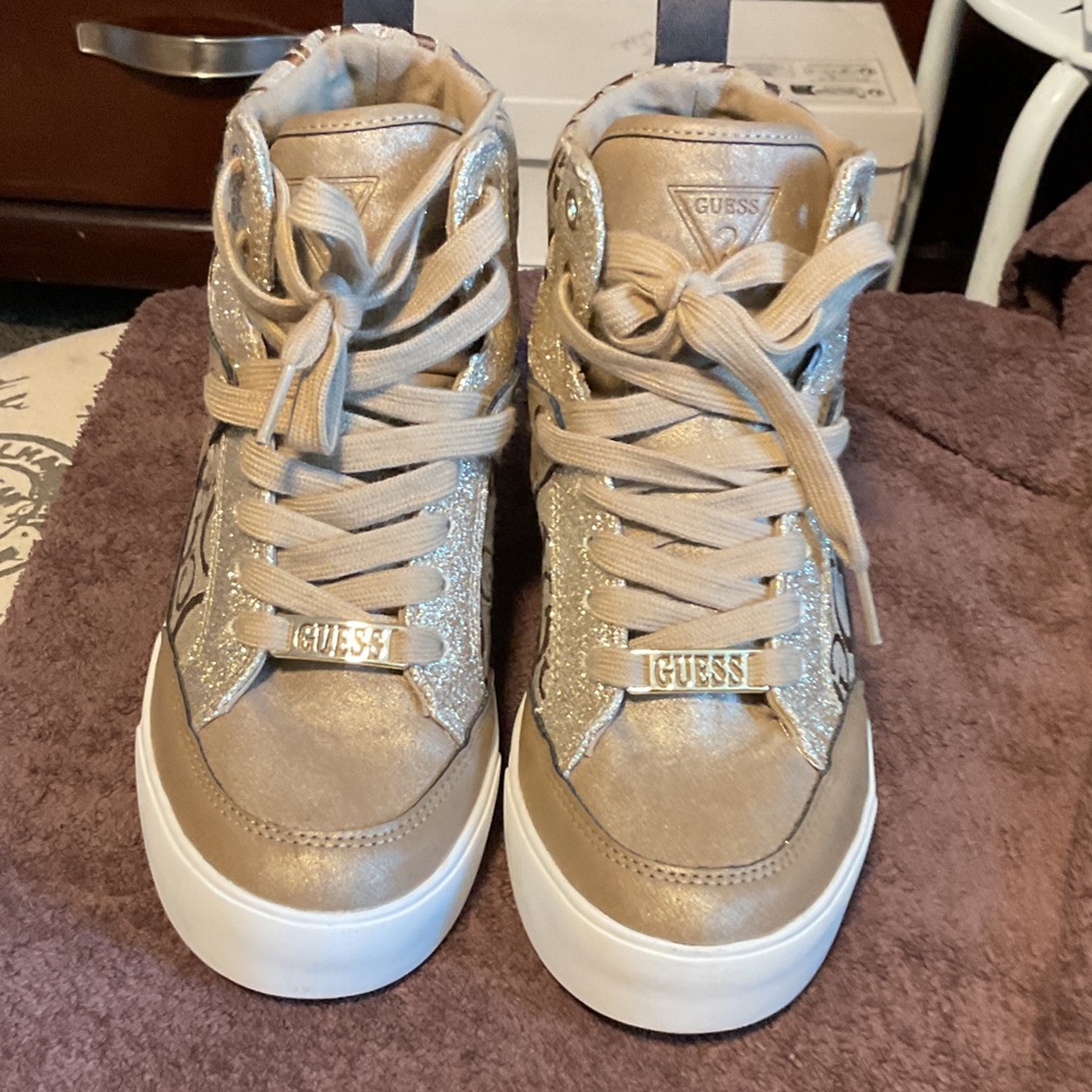 Guess Women's Gold High-Top Sneakers